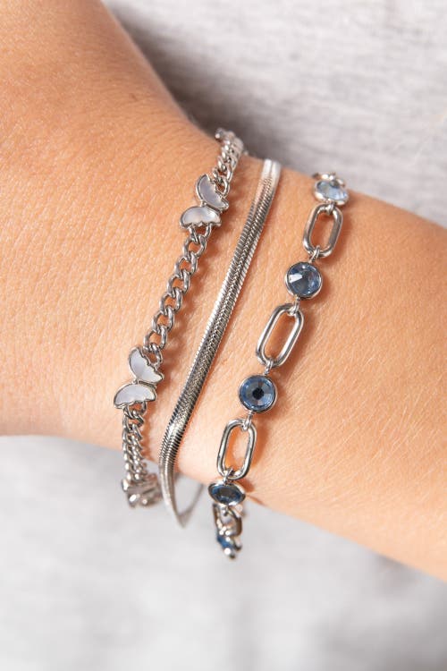 Alex And Ani Crystal And Paperclip  Chain Bracelet In Silver