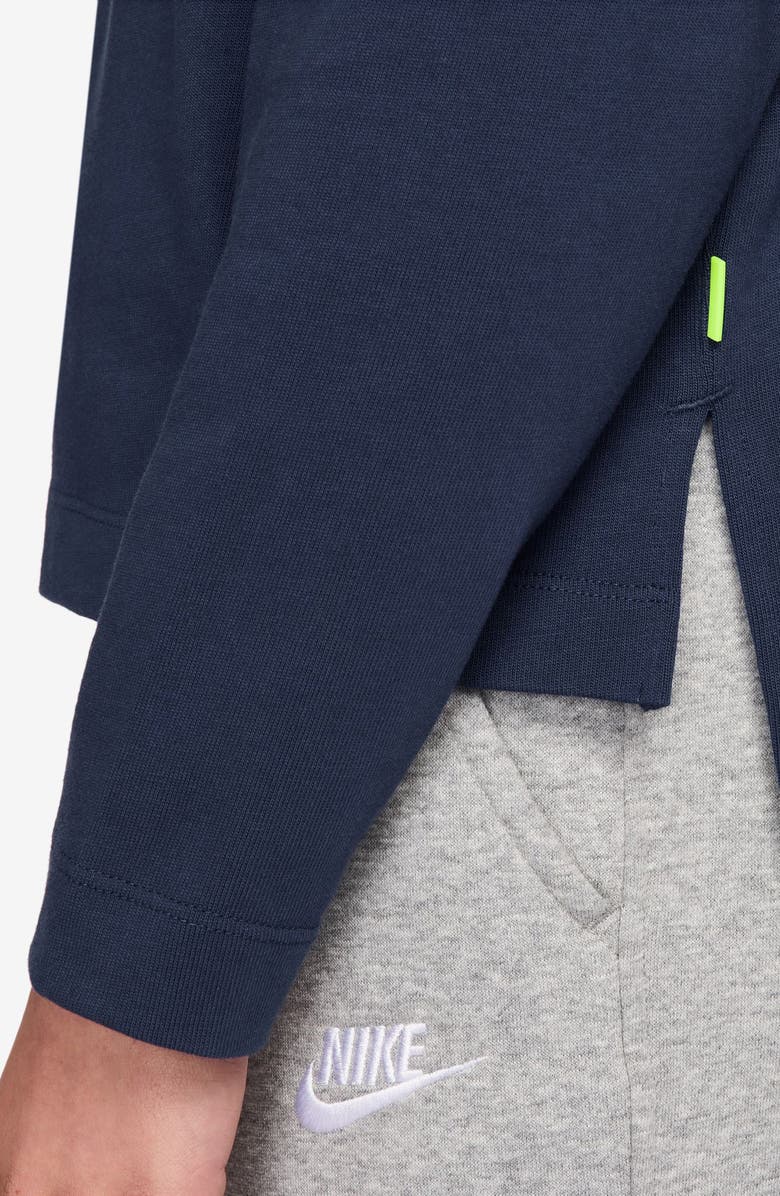 Nike Kids
 Sportswear Long Sleeve Cotton Half Zip Polo, Alternate, color, Midnight Navy/ Midnight Navy
