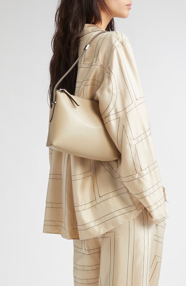 TOTEME Scoop Leather Clutch, Alternate, color, Fawn