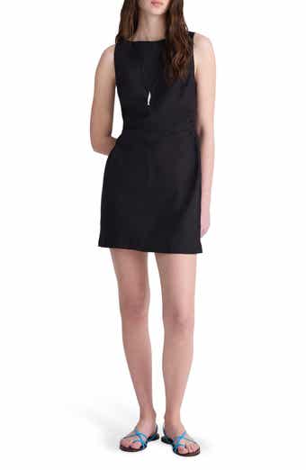 Boat Neck Shirred Linen Minidress