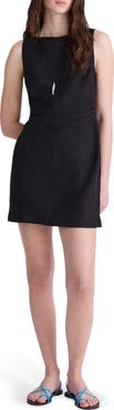 Madewell Boat Neck Shirred Linen Minidress