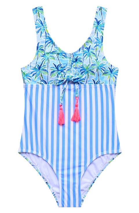 Kids' Palm Paradise Cutout One-Piece Swimsuit (Big Kid)