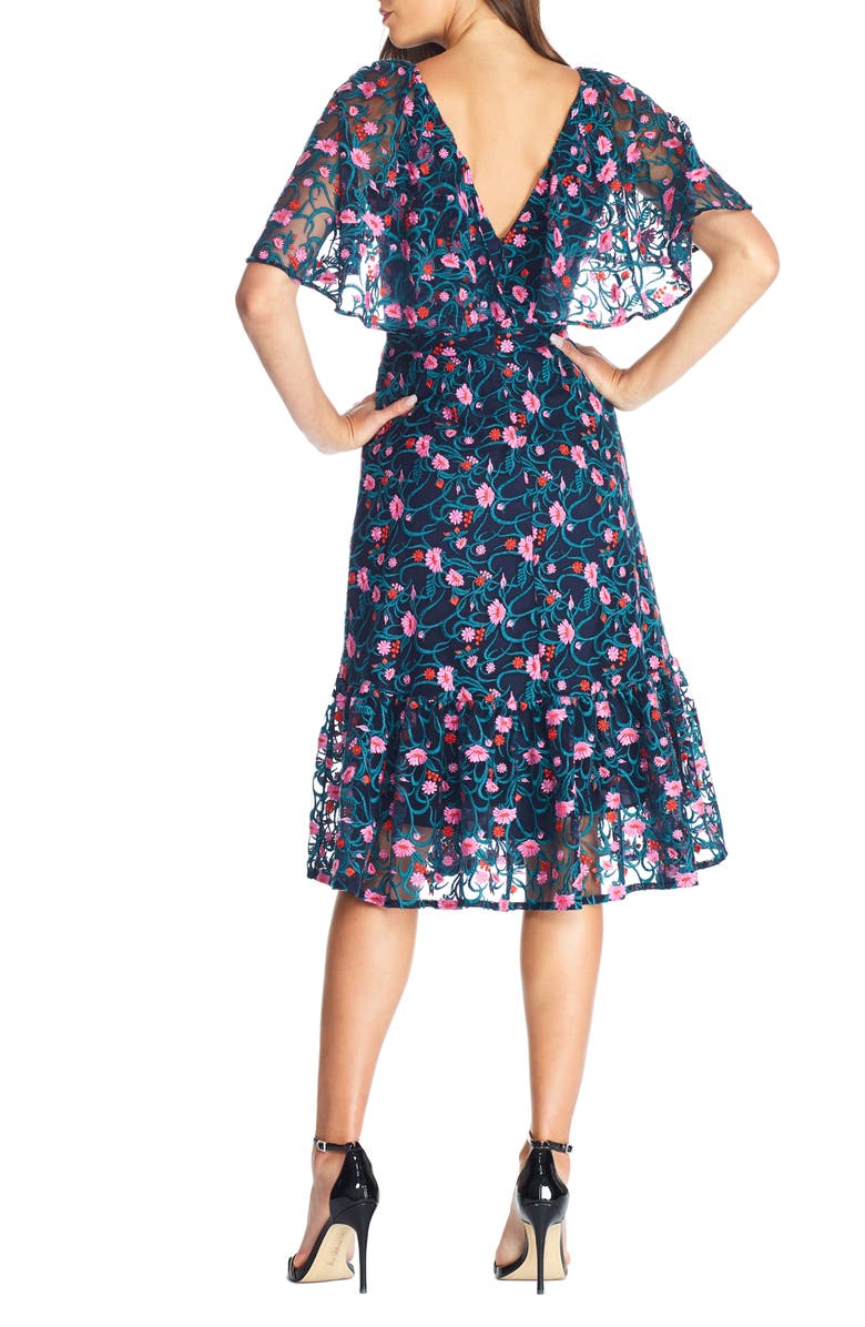 Dress the Population Virginia Cape Sleeve Embroidered Dress, Alternate, color, 