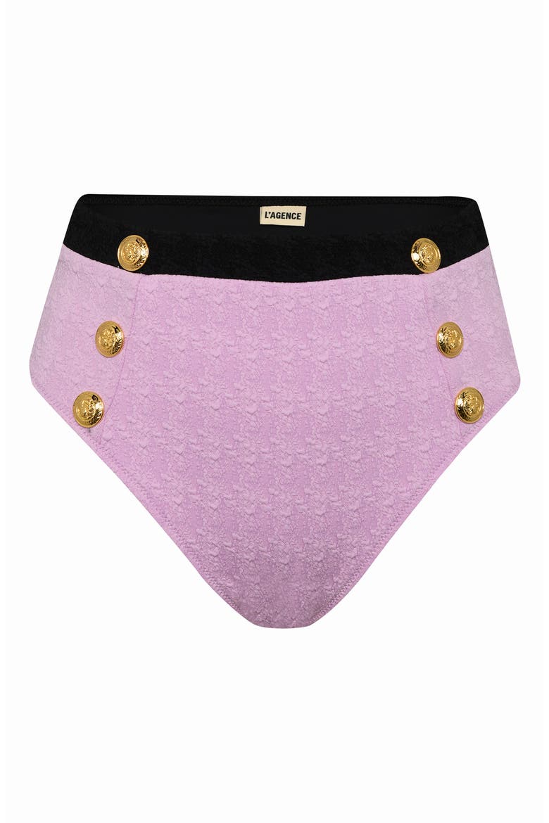 Vanessa Colorblock High Waist Bikini Bottoms, Alternate, color, LIGHT VIOLET