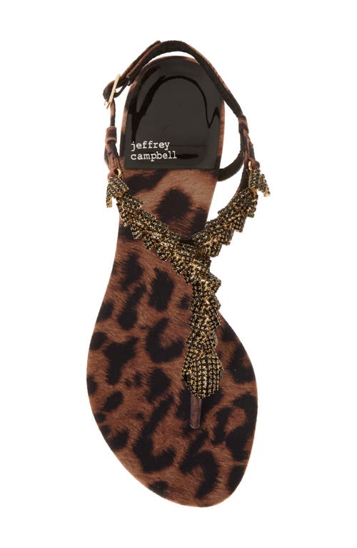 Jeffrey Campbell Kaa Snake Sandal In Beige Black Cheetah Satin