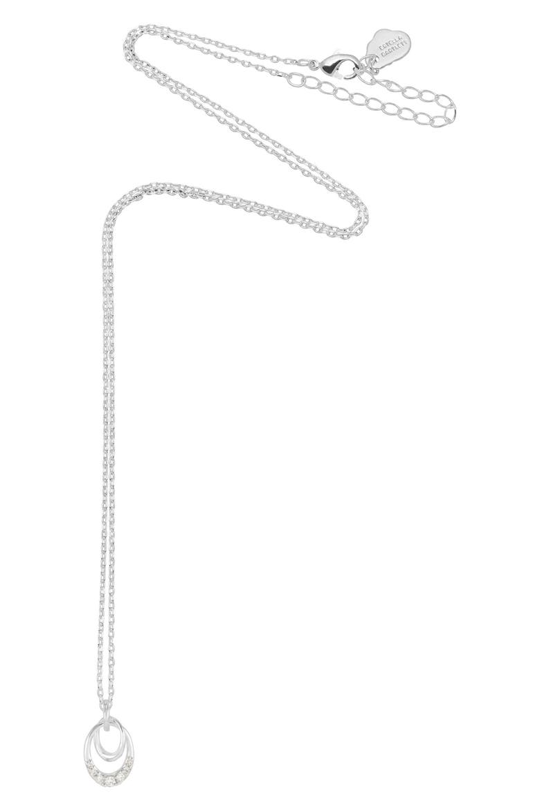 Oval Interlinked Cubic Zirconia Pendant Necklace, Alternate, color, SILVER PLATED
