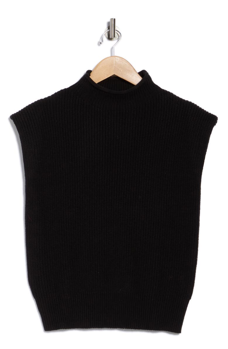 Blu Pepper Mock Neck Cap Sleeve Sweater, Alternate, color, Black