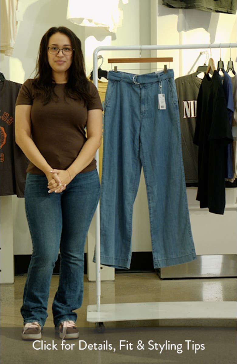 Belted Denim Wide Leg Pants, sales video thumbnail