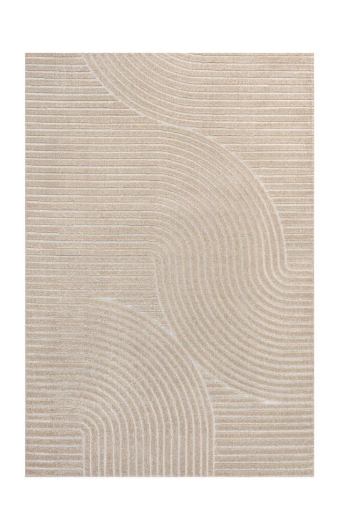 Hallie High-Low Minimalist Curve Geometric Indoor/Outdoor Area Rug