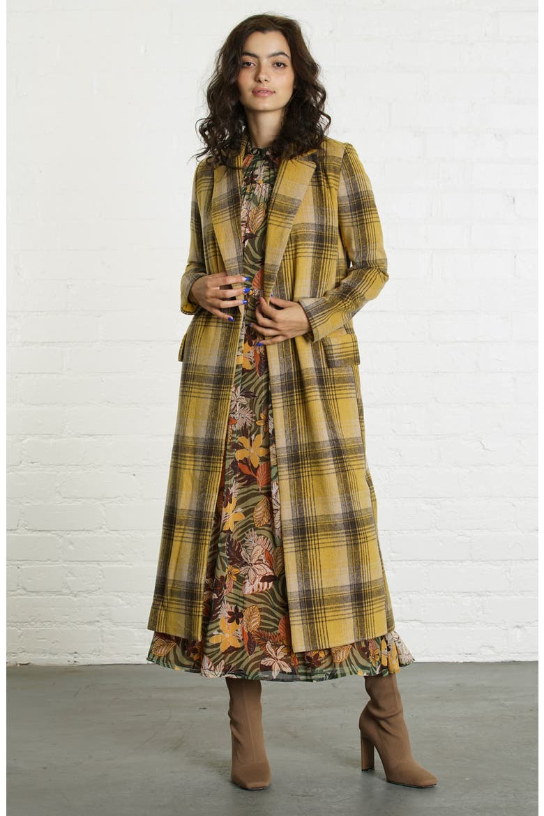 Maggie Plaid Coat, Alternate, color, YELLOW