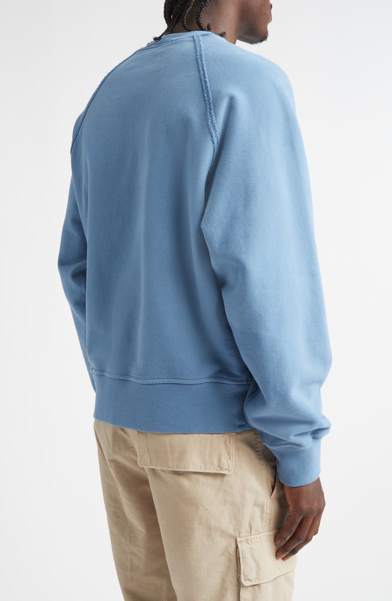 Stone Island Compass Logo Patch Raglan Sleeve Fleece Sweatshirt, Alternate, color, V002b Blue