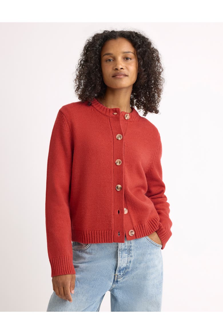 Button Front Crew Neck Knit Cardigan, Main, color, Orange