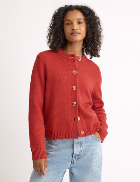Button Front Crew Neck Knit Cardigan
