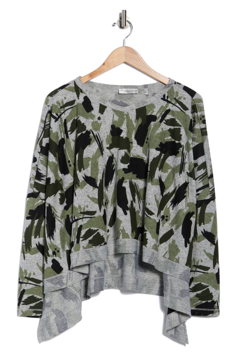 Print Boxy Top, Alternate, color, OLIVE