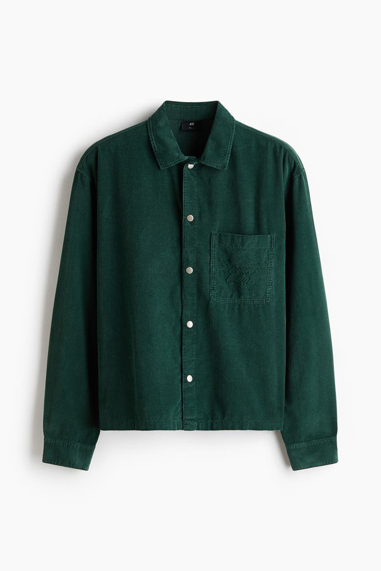 Relaxed-fit Corduroy Shirt, Alternate, color, Dark green