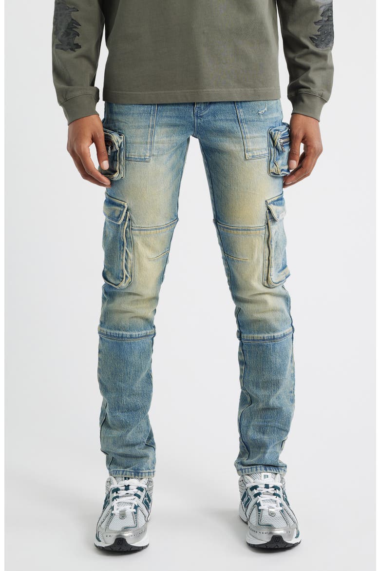 Slate Cargo Skinny Jeans, Main, color, MUDDY SKY
