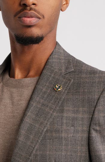 Jay Slim Fit Brown Glen Plaid Stretch Wool Suit