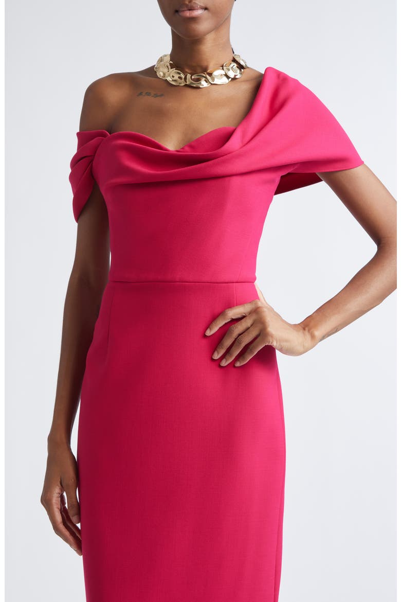 wool off the shoulder dress Stella McCartney Women's Light Wool Maxi Dress - Lipstick Red