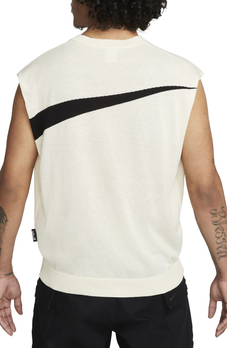Nike Swoosh Graphic Sweater Vest, Alternate, color, Coconut Milk/ Black