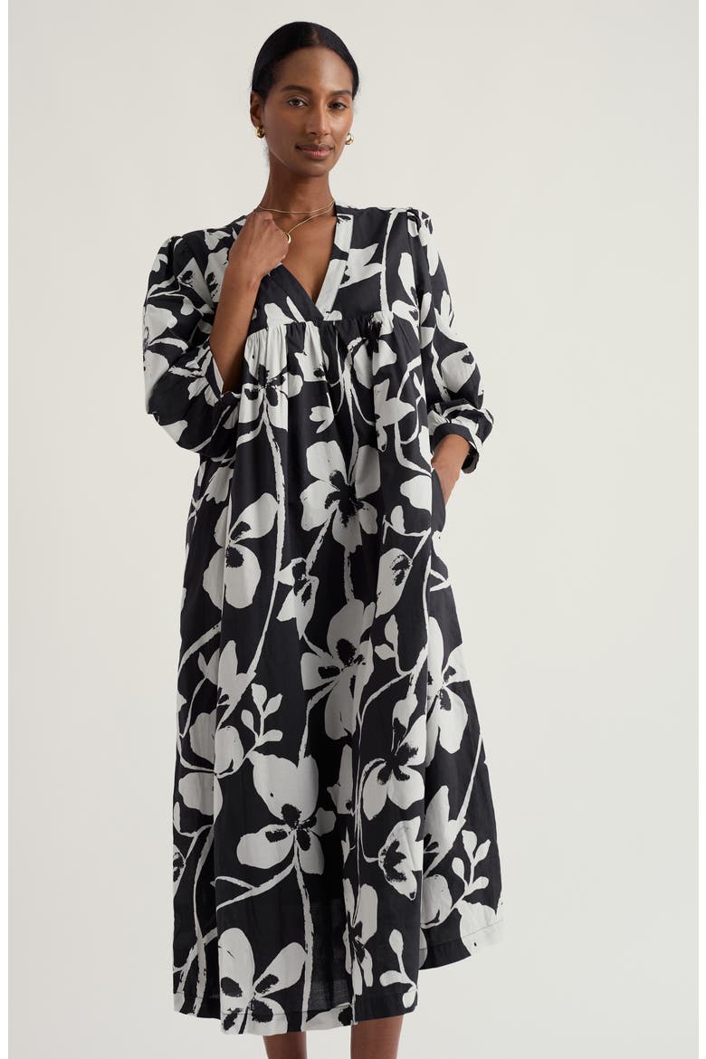 Earth Floral Organic Cotton Caftan Dress, Alternate, color, BLANK