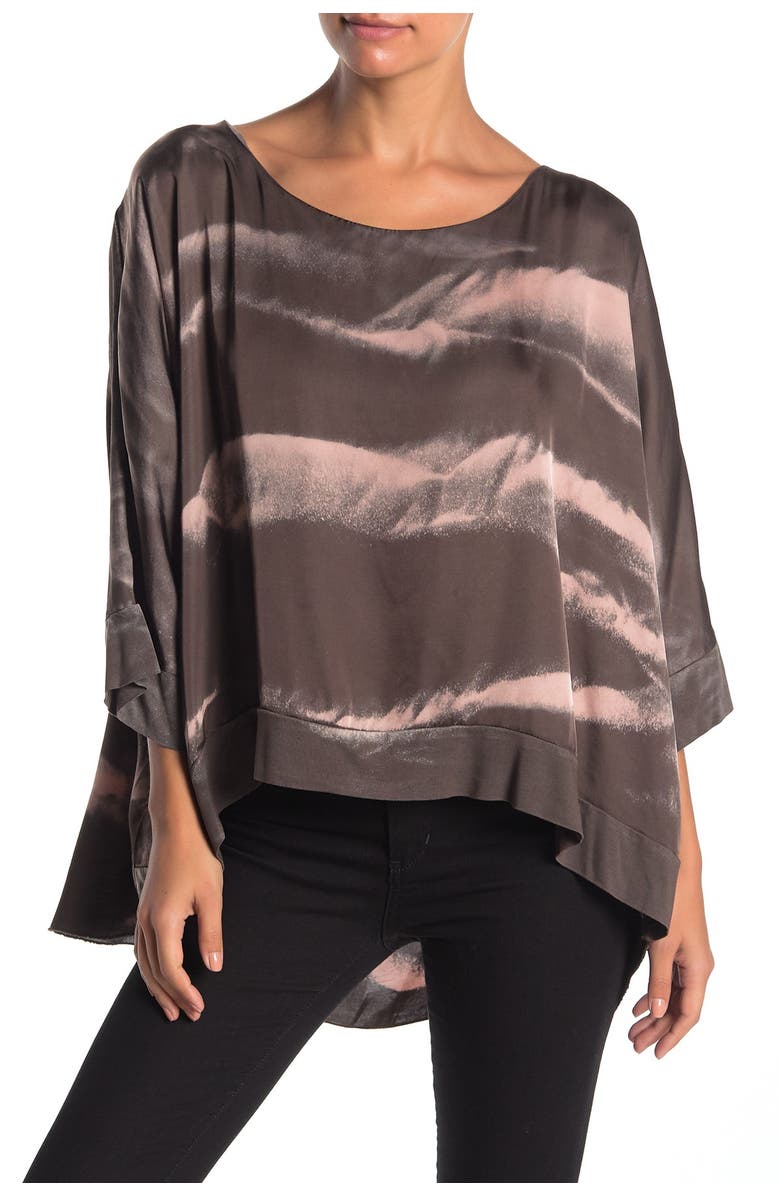 LOLA MADE IN ITALY 3/4 Sleeve Poncho Printed Blouse, Main, color,