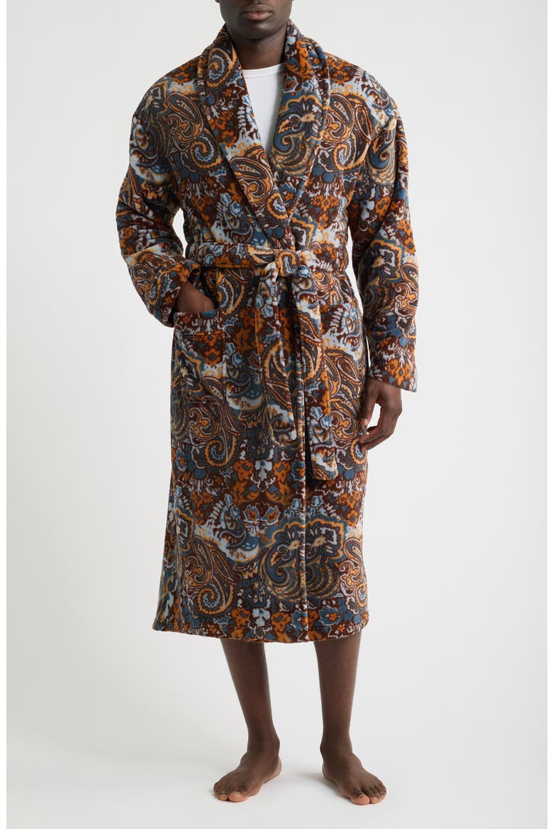High Note Skull Print Plush Shawl Robe, Main, color, FALL