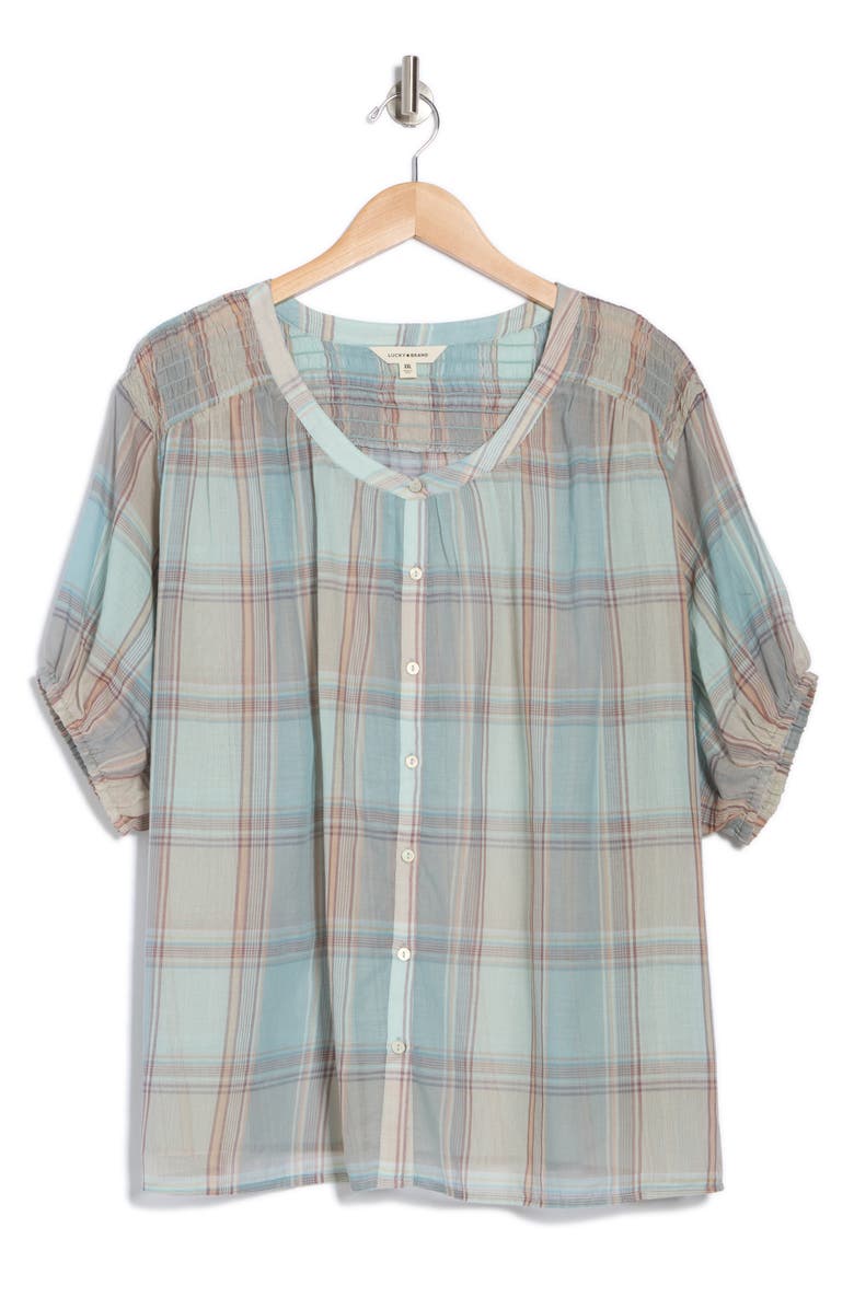 Lucky Brand Check Cotton Button-Up Shirt, Main, color,