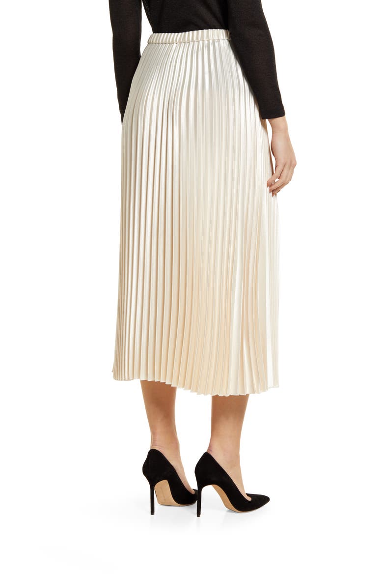Pleated Midi Skirt, Alternate, color, ANNE WHITE