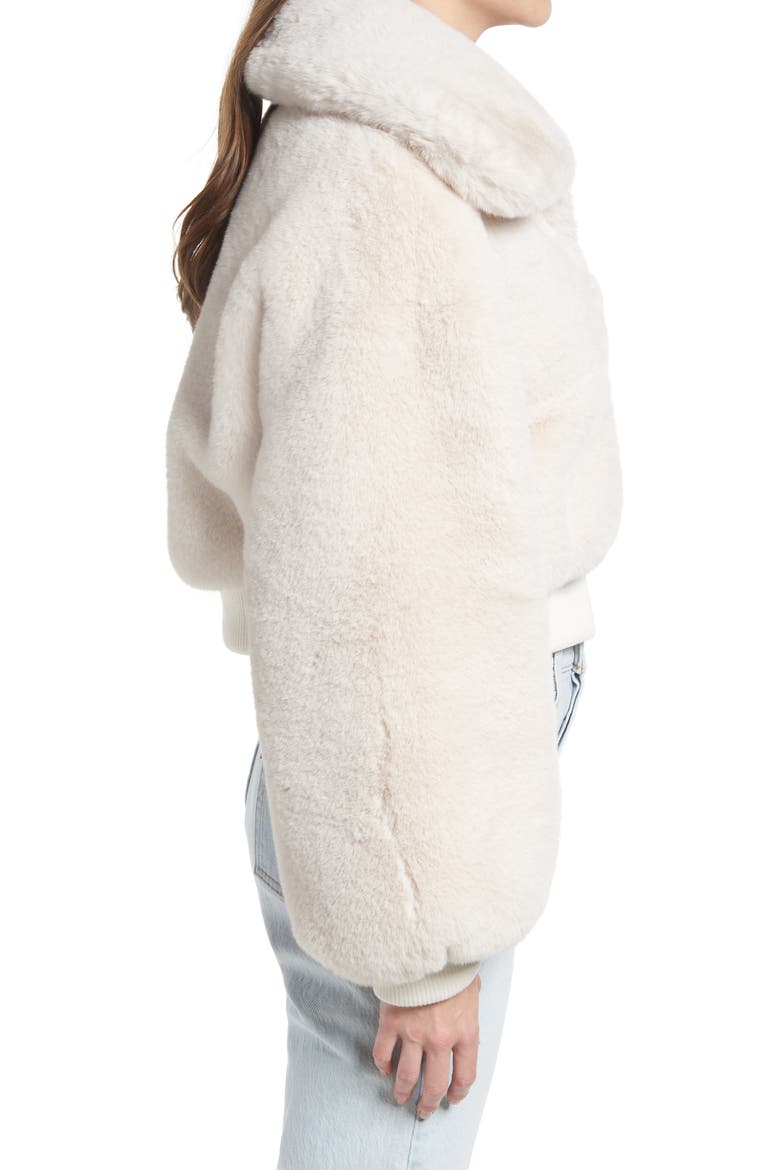 Faux Fur Bomber Jacket, Alternate, color, BEIGE