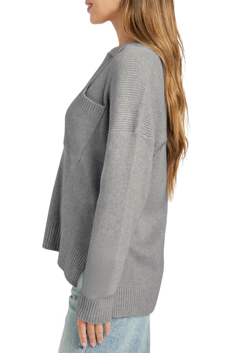 Splendid Kristen Polo Sweater, Alternate, color, Heather Fog