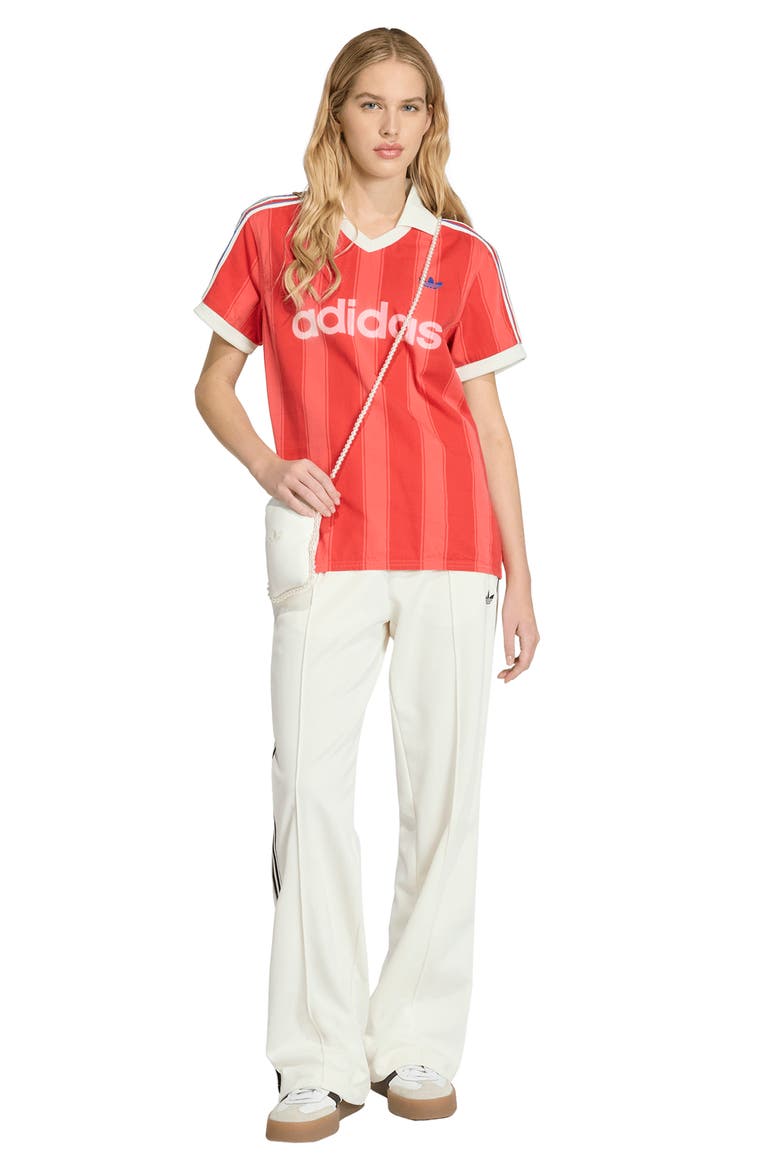 Striped Logo Cotton Jersey T-Shirt, Alternate, color, SEMI LUCID RED