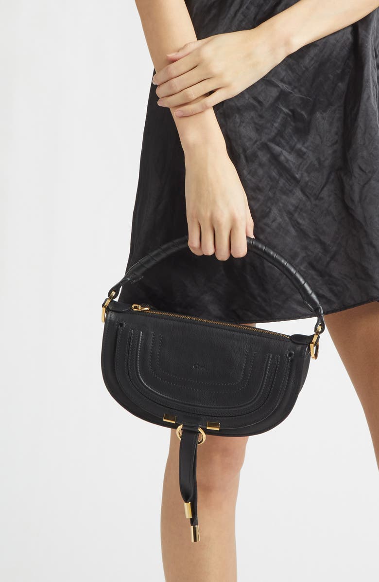 Chloé Mini Marcie Leather Camera Shoulder Bag, Alternate, color, Black
