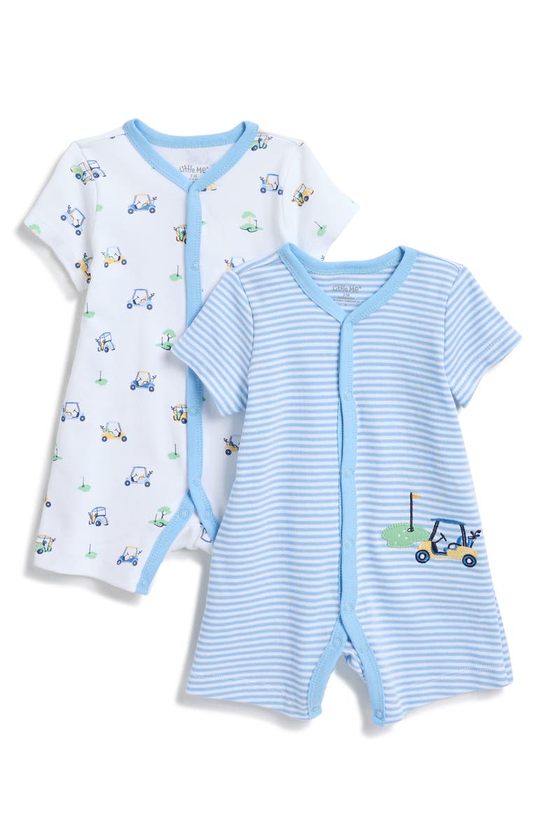 Little Me 2-Pack Short Sleeve Rompers, Main, color,
