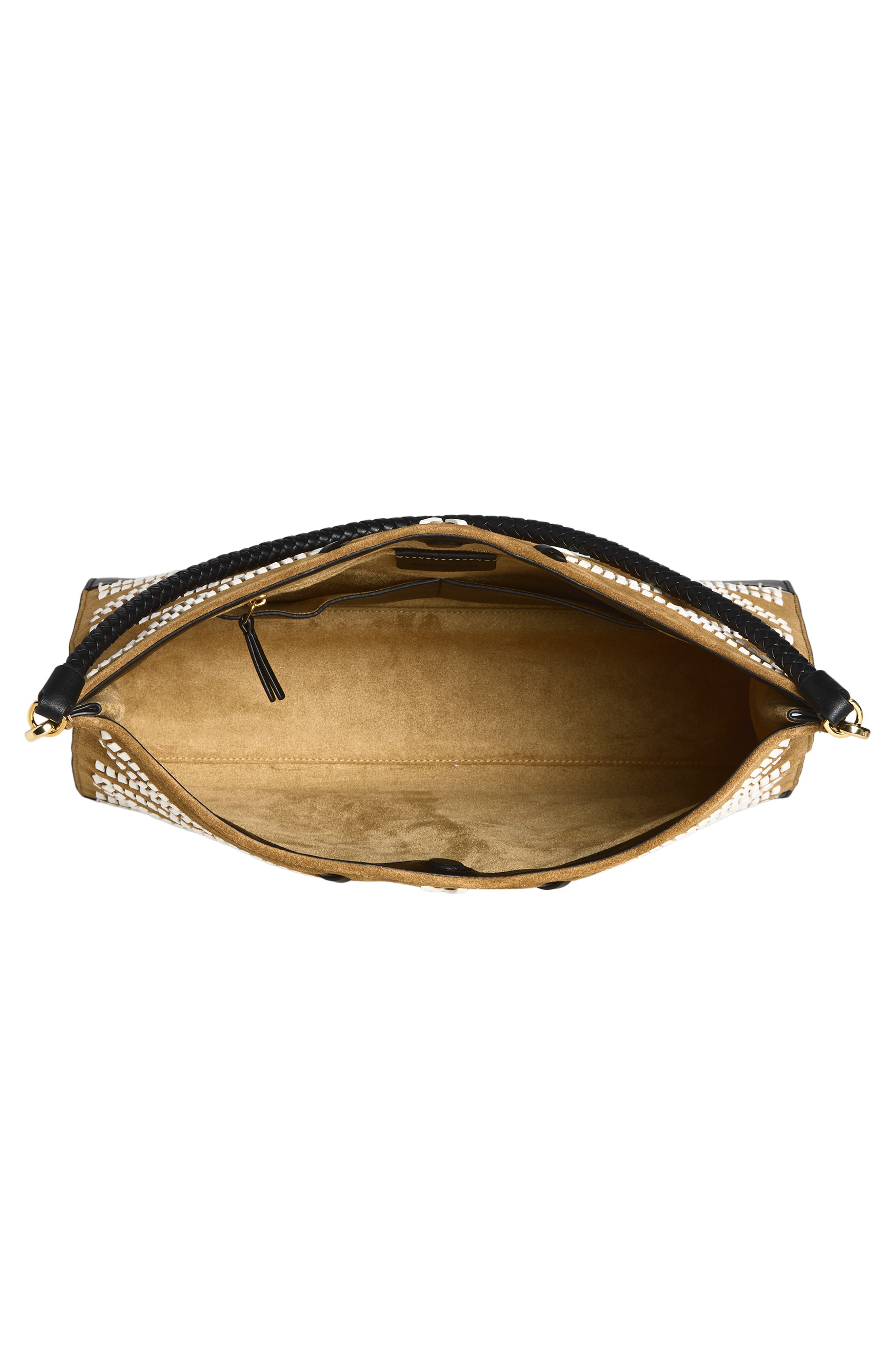 Veronica Motif Suede & Leather Hobo, Alternate, color, ACORN MULTI