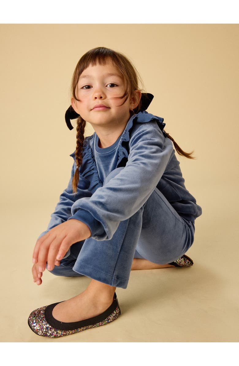 Tea Collection Very Velour Flare Pants, Alternate, color, Naval Blue