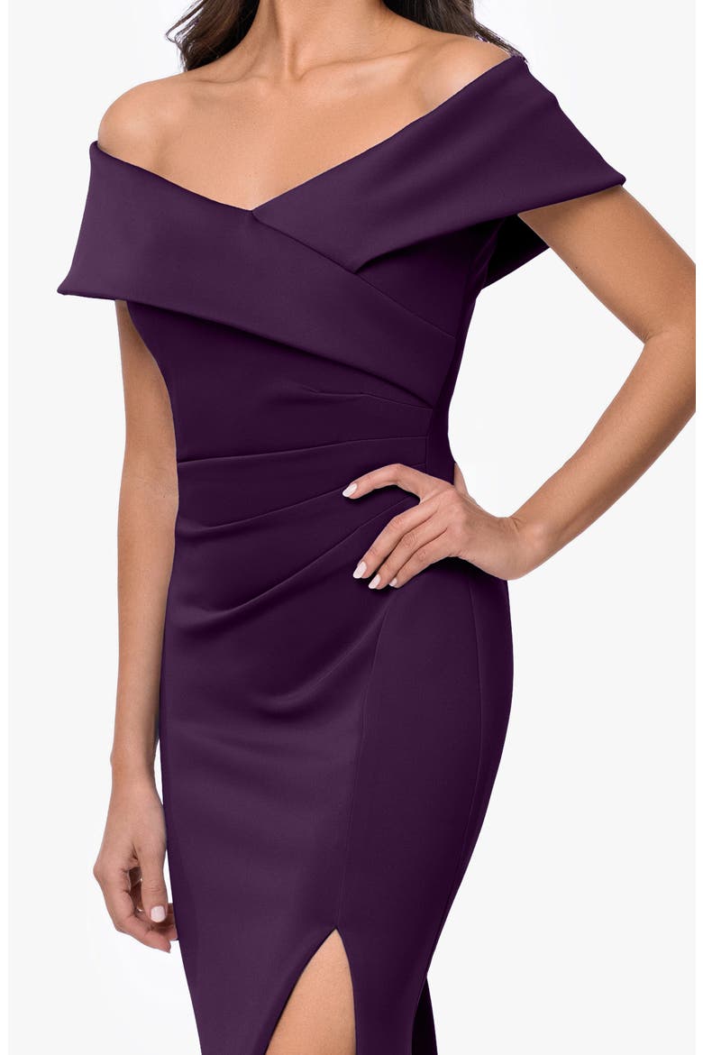 Long Ruched Scuba Gown, Alternate, color, PLUM