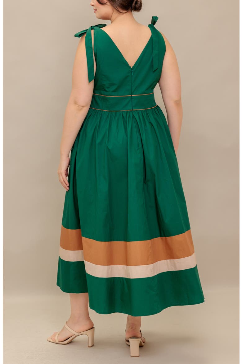 Stripe Hem Tie Strap Cotton Maxi Dress, Alternate, color, GREEN TAUPE