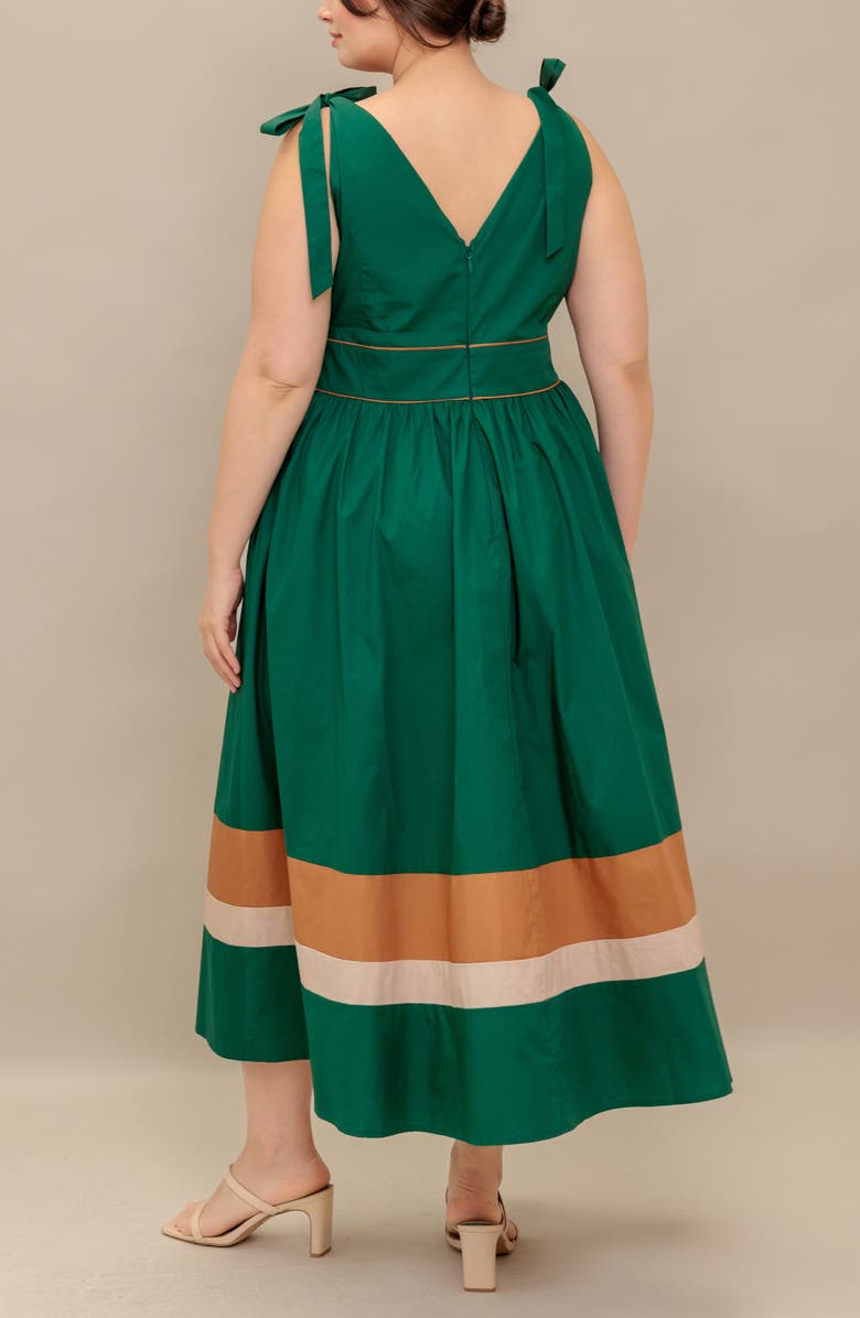 FLYING TOMATO Bow Strap Midi Dress, Alternate, color, Green Taupe