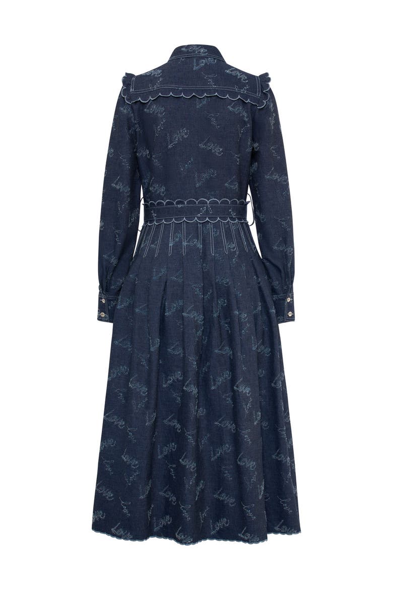 Belted Embroidered Jeans Dress, Alternate, color, Jeansblue