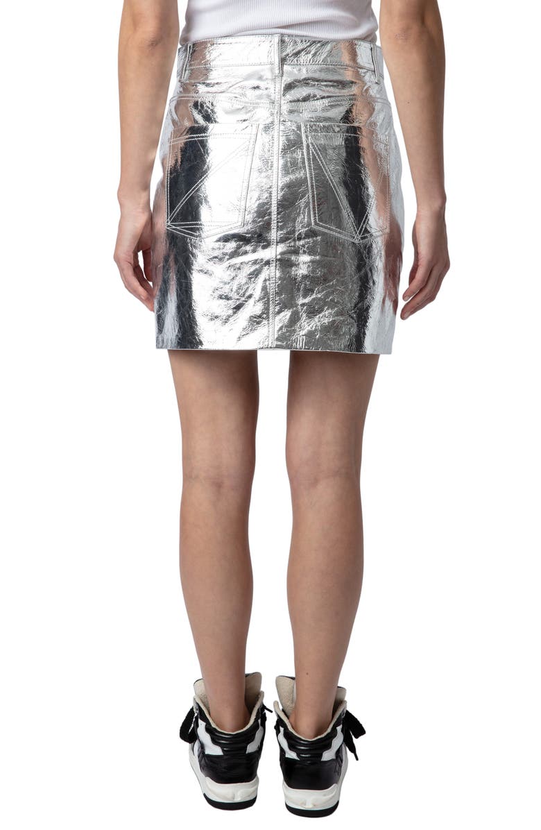 Zadig & Voltaire John Metallic Leather Miniskirt, Alternate, color,