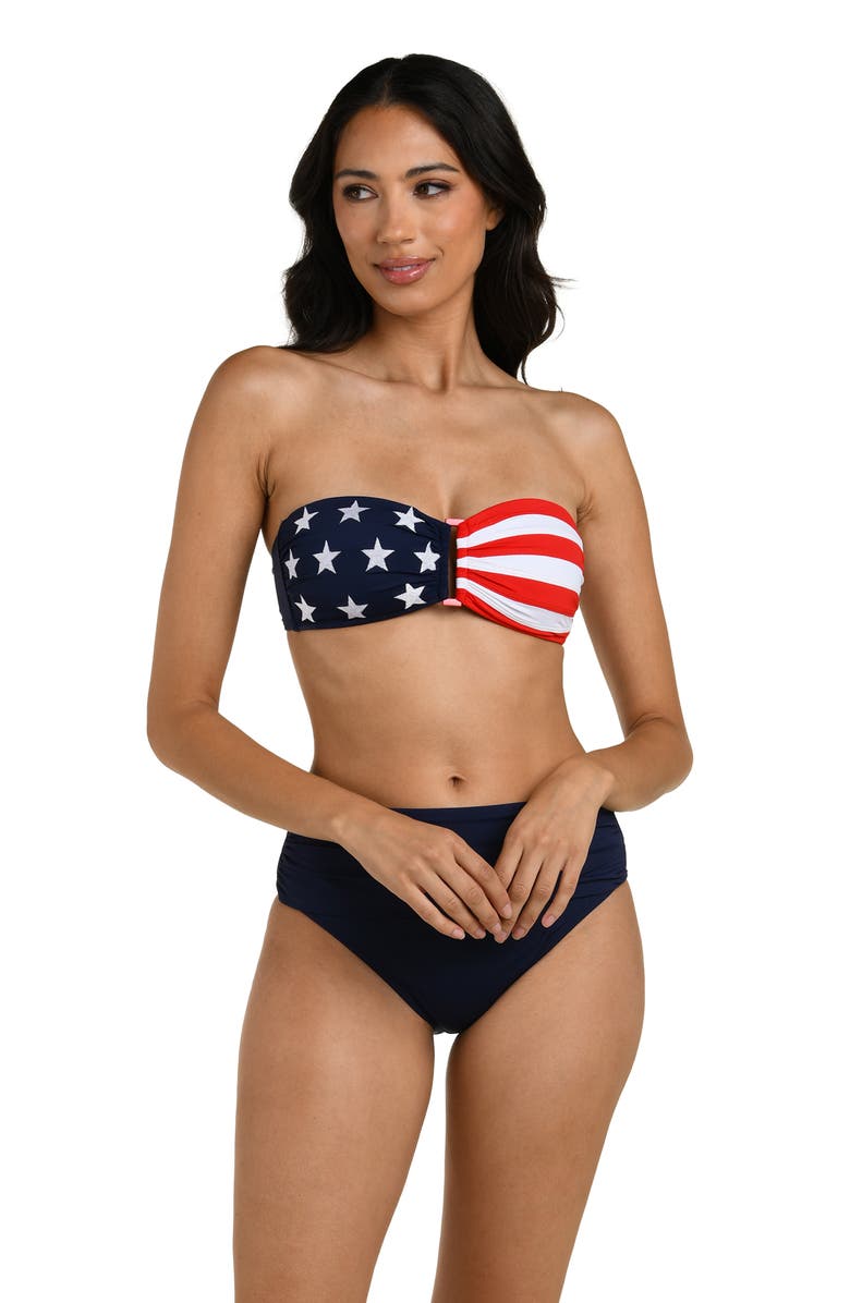 La Blanca Americana Bandeau Bikini Top, Alternate, color, Blue Multi