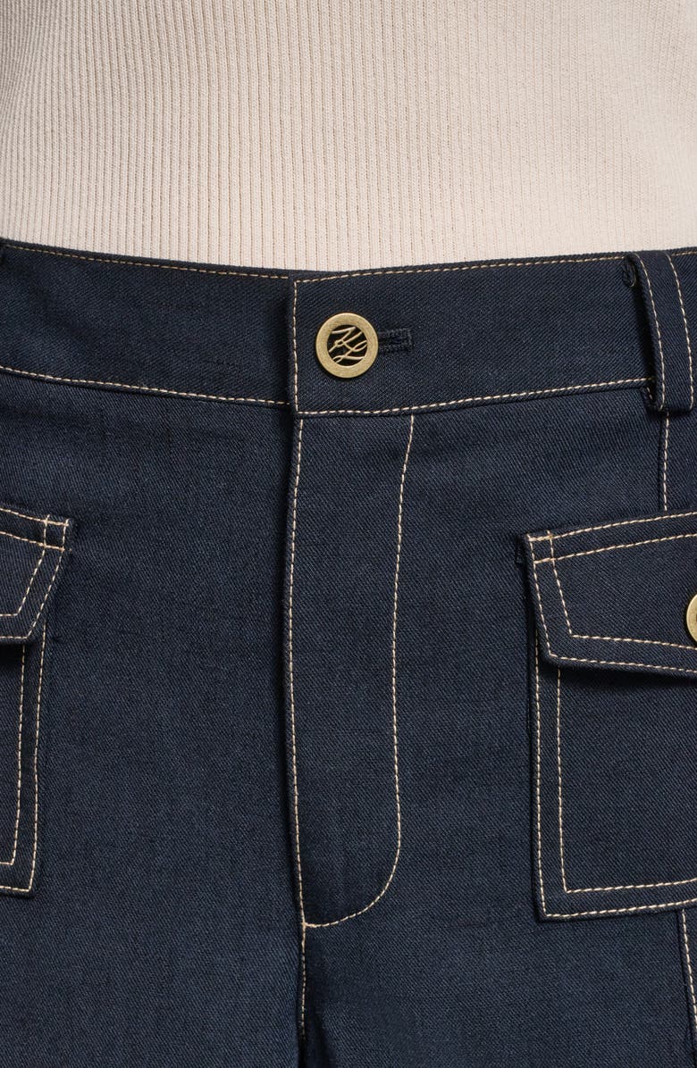 KARL LAGERFELD PARIS Seam Detail High Waist Suiting Pants, Alternate, color, Midnight Navy