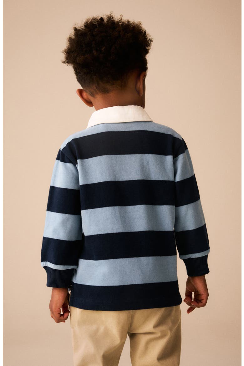 Kids' Stripe Long Sleeve Rugby Polo, Alternate, color, BLUE MULTI