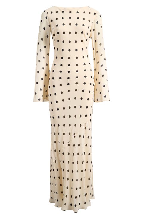 Esra Polka Dot Long Sleeve Maxi Dress