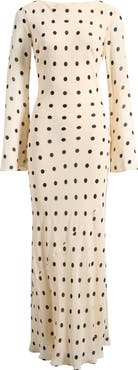 Reformation Esra Polka Dot Long Sleeve Maxi Dress
