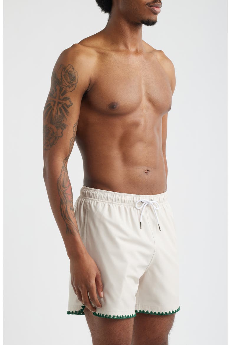 Golf Ball Stitch Swim Trunks, Alternate, color, WHITE