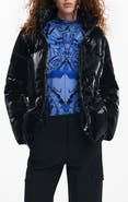 Desigual Faux Patent Leather Padded Jacket