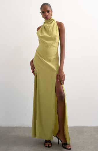 Halter Funnel Neck Open Back Maxi Dress