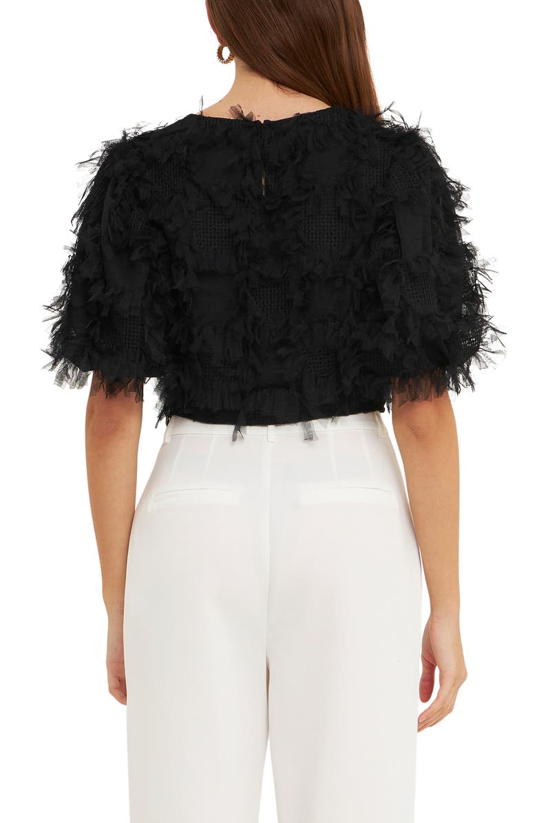 Endless Rose Gridded Tulle Crop Top, Alternate, color, Black