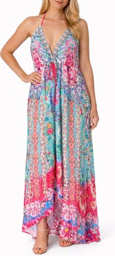 RANEES <p>Plunge Neck Maxi Cover-Up Dress</p>